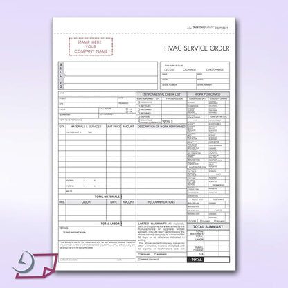 HVAC Service Order Invoice & Repair Detail Form, 3 Part Forms Carbonless 100 - Image 2