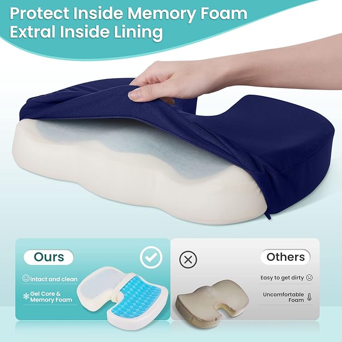 Office Chair Seat Cushion, Cooling Gel Enhanced Memory Foam Cushion - Image 4
