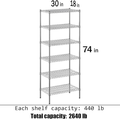 Regal Altair 18" Deep x 30" Wide x 74" Height Wire Shelving Kit | 6-Tier | NSF - Image 3