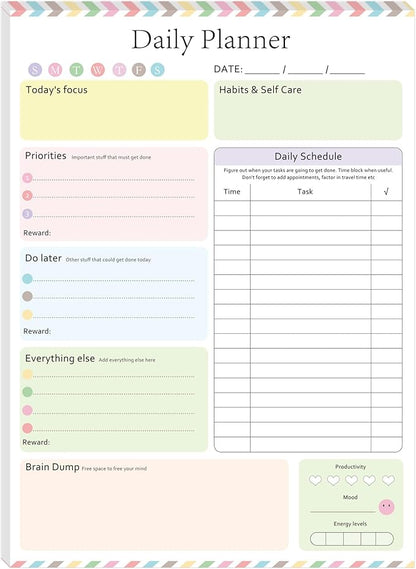 ADHD Daily Planner Notepad Daily Planner Desk Pad & Task Management Notepad to by wootile