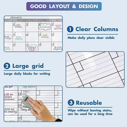 Magnetic-Receptive Dry Erase Two Month Laminated Jumbo Wall Calendar, Big - Image 5