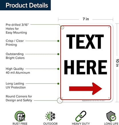 Custom Arrow, Custom Directional Sign, Right Arrow, 7x10 Inches, Rust Free .040 - Image 6