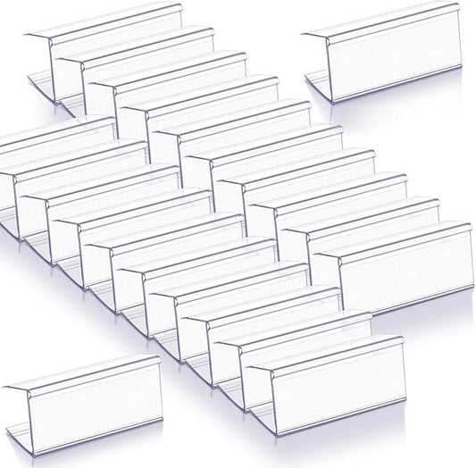 Weysat 100 Pcs Wood Shelf Label Holders Clear Plastic Price Tag 2.4 in L x 1 in by Weysat