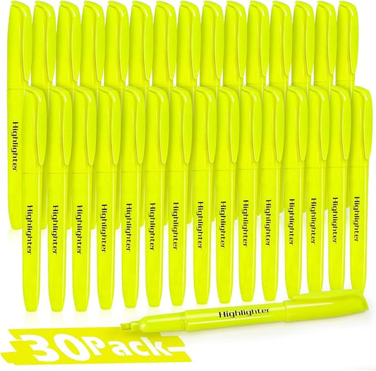 Duchong 30 Yellow Highlighters, Chisel Tip Dry-Quickly Highlighter Markers by Duchong