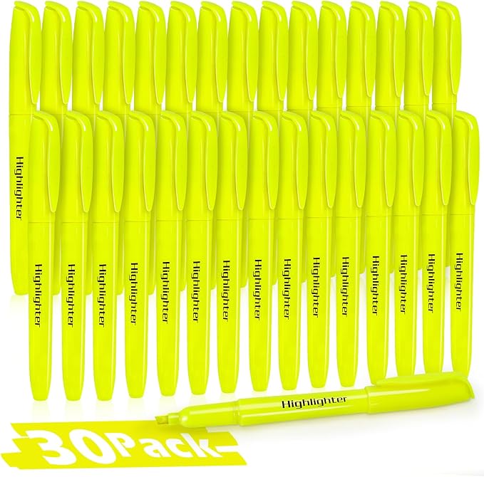 V-Opitos 30 Pack Yellow Highlighters, No Bleed Bright Highlighters by Wearecommittedtotheresearchandproductionofhigh-qualitykidstoysschoolofficesuppliesandholidayproducts