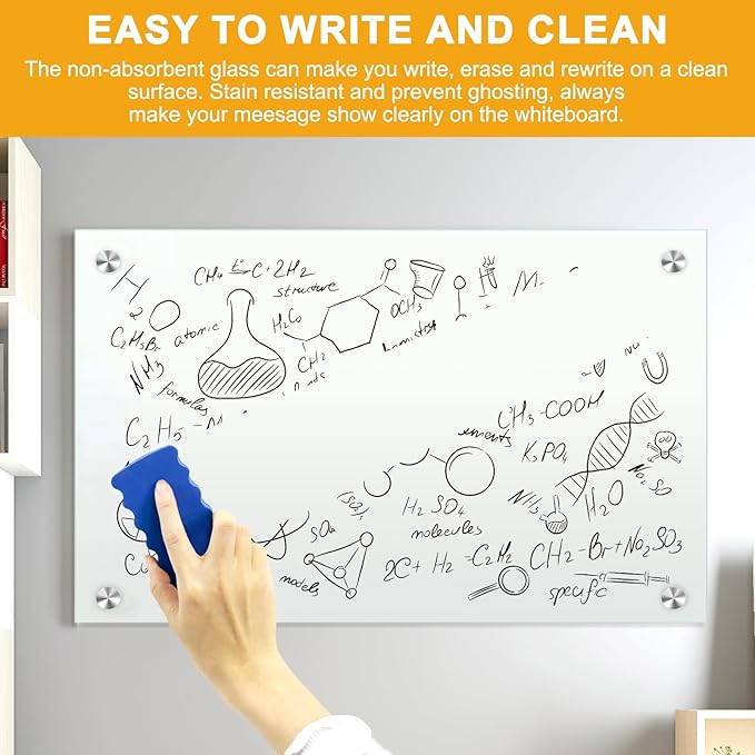 H-Qprobd Glass White Board for Wall Dry Erase Board 36" x 24" Magnetic - Image 4