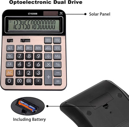 HIHUHEN Large Computer Electronic Calculator Counter Solar & Battery Power 14 - Image 5