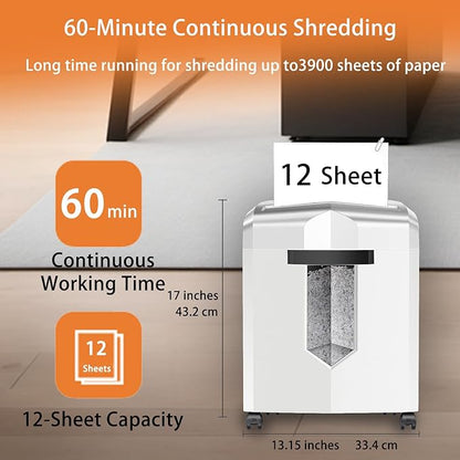 Bonsaii 12-Sheet P-4 Micro-Cut Shredder, 60-Min Continuous Use, Shreds Paper - Image 6