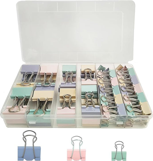 76 Pcs Colored Binder Clips Paper Clamps Assorted Sizes Small Medium Large by Unknown