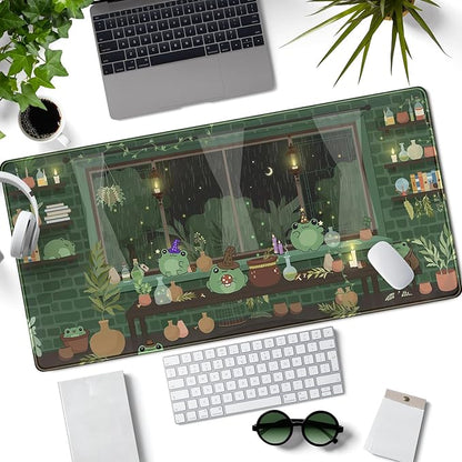 Mechanical Cattle Cute Desk Mat Kawaii Frog Mouse Pad Green Desk Anime Mat - Image 2