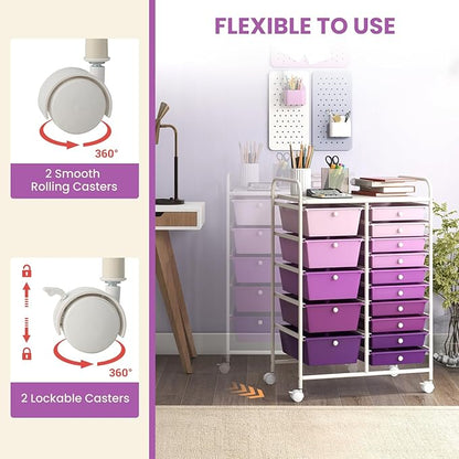 GOFLAME 15-Drawer Rolling Storage Cart, Craft Storage Cart - Image 5