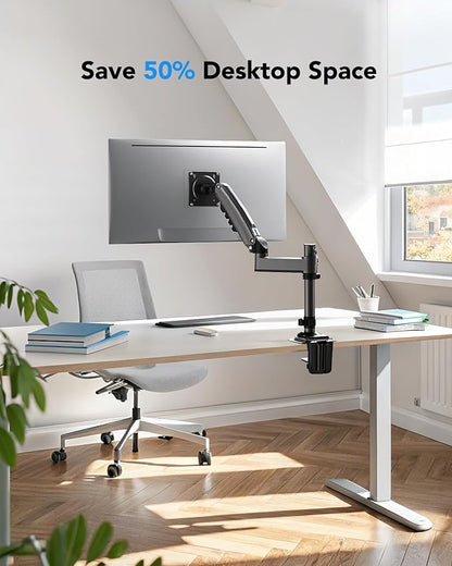 HUANUO Single Monitor Arm for 13-32 inch Screens, Holds 19.8lb, Adjustable - Image 5