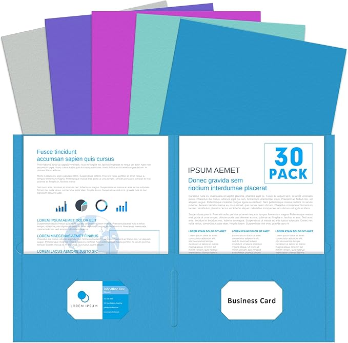 Two Pocket Folders, PANDRI 30 Pack 2 Pocket Folders, Letter Size Paper File by PANDRI