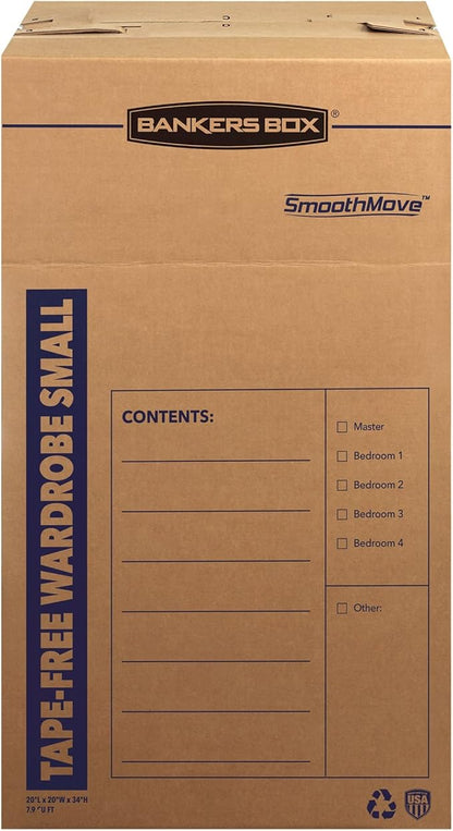 Bankers Box Short Wardrobe Box 3 Pack, Tape-Free Design, 20-in x 20-in x 34-in - Image 7