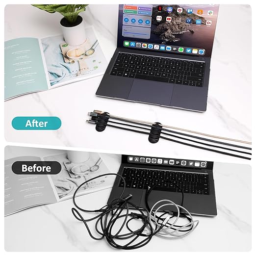 16Pack Black Desk Cable Management, Adjustable Cord Organizer Cable Clips - Image 4