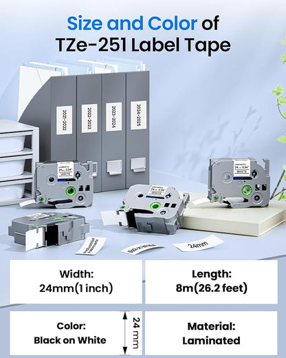 TZe-251 24mm 0.94 Laminated White Tape Replace - Image 3