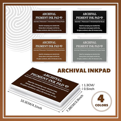 MotiMind 4 Pcs 4 Colors Archival Pigment Waterproof Ink Pad - Image 2