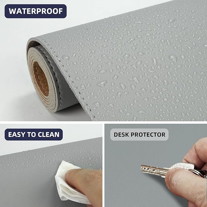 Desk Mat, 35.4" x 17" Leather Desk mat, Double-Sided Desk Pad, Desk matt - Image 4