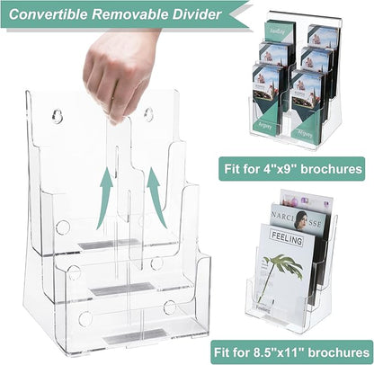 2 Pack Acrylic Brochure Holder 8.5 x 11 inches, 3 Tier Clear Brochure Display - Image 2