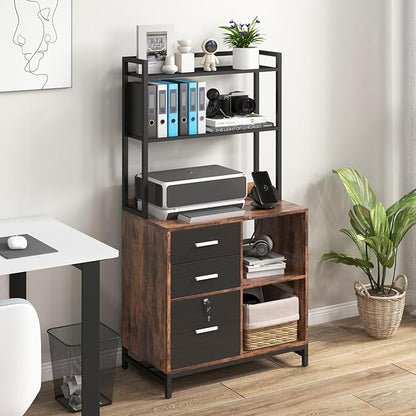 Livofloral Filing Cabinet with Charging Station, Files Cabinet with Shelves - Image 8