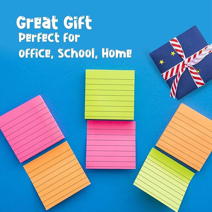 Lined Sticky Notes 3x3 Inch – 2400 Sheets, 100 Sheets per pad, Super Adhesive - Image 4