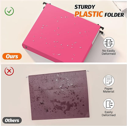 Shutex Extra Capacity Plastic Hanging File Folders, 12 Pack Reinforced - Image 2
