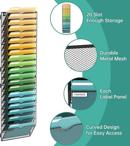 SUPEASY Wall File Organizer Mesh Office Mail Holder, Hanging Wall Organizer - Image 3