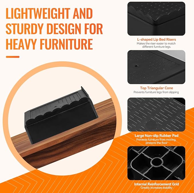 shouwuhho Furniture Risers, 8 Pack Bed Risers - Image 4