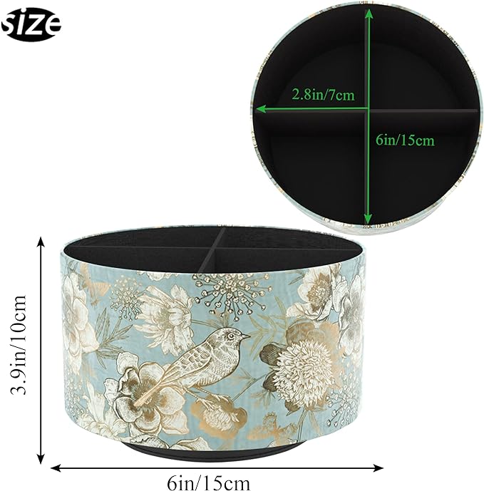 Hennaja Round Leather Art Supply Organizer, Remote Control Holder, 360 Degree - Image 2