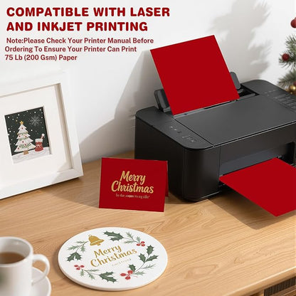 Cardstock 8.5 X 11, 80 Sheets Christmas Red Card Stock, 75lb/ 200gsm Copy Paper - Image 4