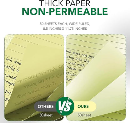 KAISA Yellow Legal Pads Writing Pads Recycled Paper 8.5"x14" Wide Ruled Lined - Image 3