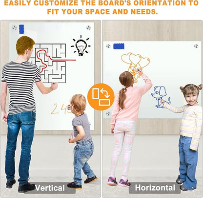H-Qprobd Glass Whiteboard 60"x40" Magnetic Dry Erase White Board - Image 2