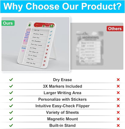 Magnetic Chore Chart for Kids, ADHD Task Tracker Easy-Check Routine Dry Erase - Image 4