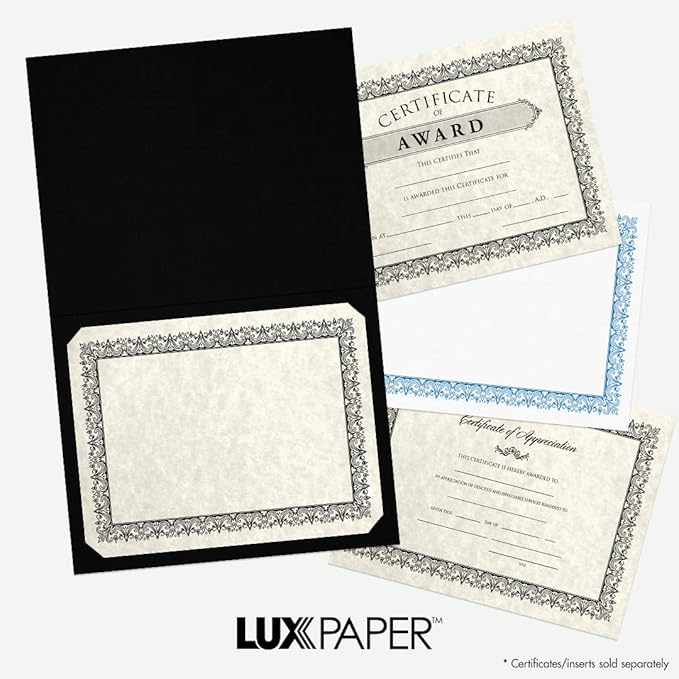 LUXPaper 9.5" x 12" Certificate Holders | Black Linen | Embossed Silver Foil - Image 7