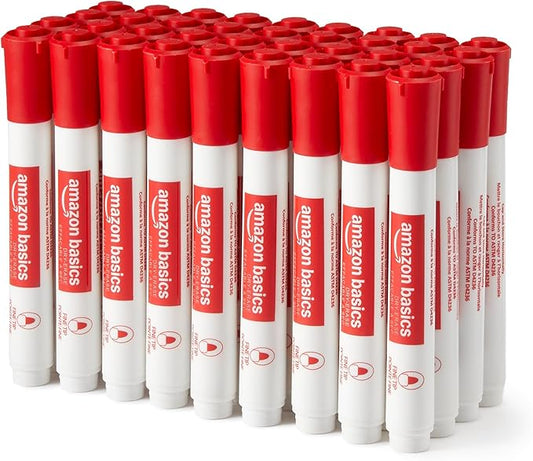 Amazon Basics Low-Odor Dry Erase Whiteboard Markers, Fine Tip by AmazonBasics