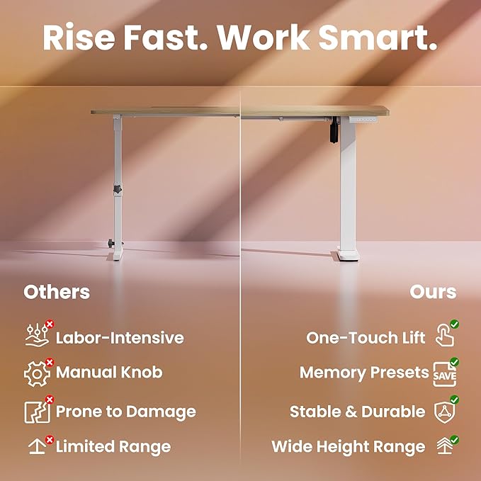 HUANUO Electric Standing Desk, 55 x 24 Inch Height Adjustable Computer Desk - Image 5