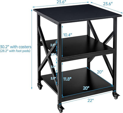 Fannova Printer Stand, 23.6 x 23.6 x 30.1 Inches Large Square Printer Table - Image 3