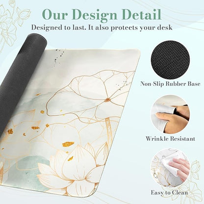 iCasso Desk Cover Mat, Extra Large Lotus Mouse Pad, Desk Pad Mat, Office Matt - Image 5