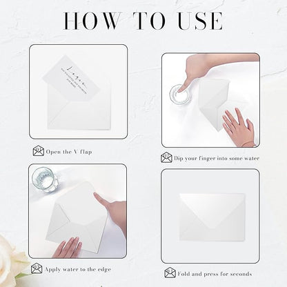 Shimmer Shiny White Envelopes 5.25 x 7.25 inches 100 PCS, Goefun A7 Euro V Flap - Image 3