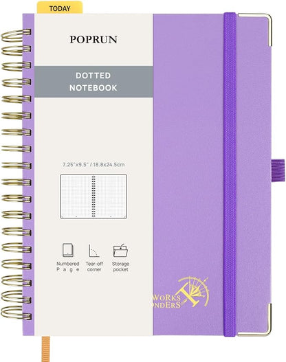 POPRUN Spiral Dotted Journal Notebook, 7-1/4" x 9-1/2" by POPRUN