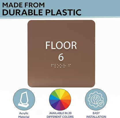 Khaki w/Black ADA Floor 6 Sign - Image 2