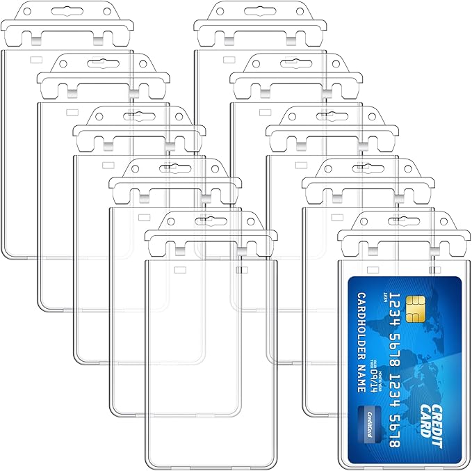 Tinlade 200 Pack Permanent Locking Hard Plastic Badge Holder Vertical Clear ID by Tinlade