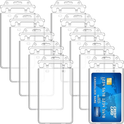Tinlade 400 Pack Permanent Locking Hard Plastic Badge Holder Vertical Clear ID by Tinlade