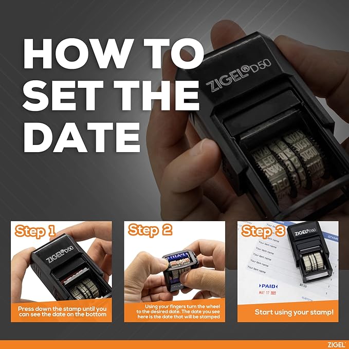 ZIGEL D50 Date Stamp with Paid - Image 6