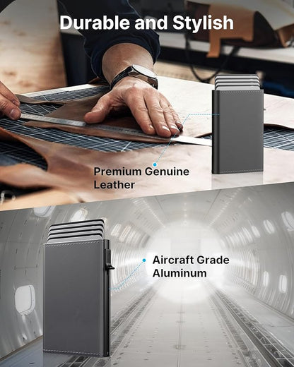 typecase Mens Wallet Card Holder: Pop Up Aluminum Case, Premium Genuine Leather - Image 5