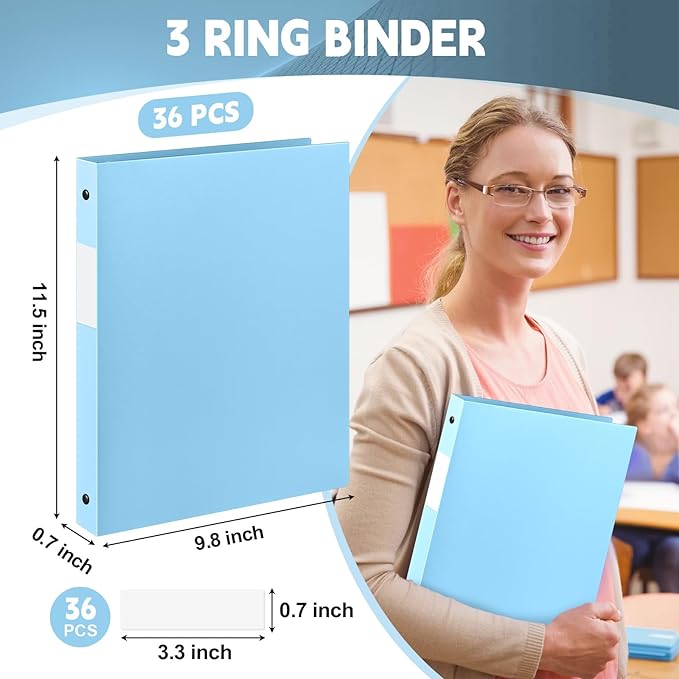 Henoyso 36 Pcs 3 Ring Binder 0.5 Inch Round Fits Letter Size 8.5'' x 11'' Paper - Image 2