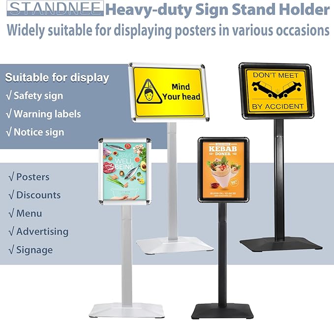 STANDNEE Heavy-duty Poster Stand Holder 11"x 17" Pedestal Floor Standing Sign - Image 2