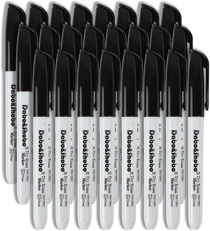 Dabo&Shobo Dry Erase Markers 24 Pack, Low Odor Black Whiteboard Markers by DaboShobo