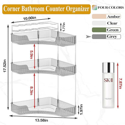 SUNZOS Modern 3-Tier Bathroom Organizer, Corner Makeup Storage - Image 2