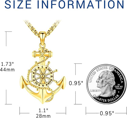 Compass Necklace for Women Men 925 Sterling Silver Pendant Urn Necklaces for - Image 2